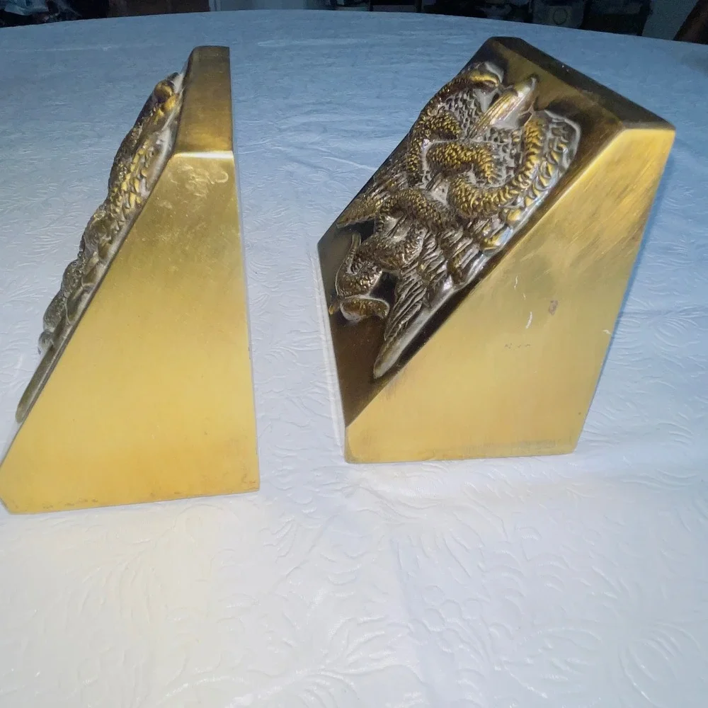 PM Craftsman Home Caduceus Medical Symbol OS Gold Brass Vintage Bookends